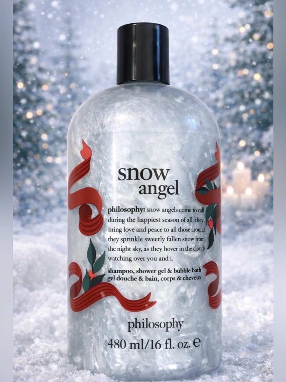 Philosophy Snow Angel Shampoo Shower Gel & Bubble Bath 16 fl oz Christmas NEW